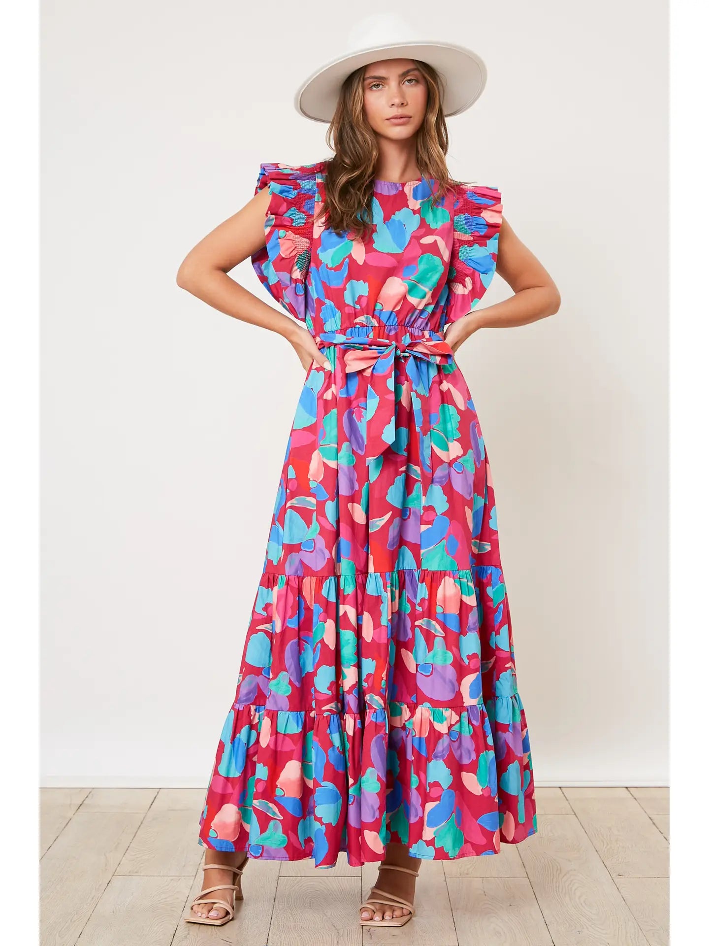 Floral Poplin Tired maxi