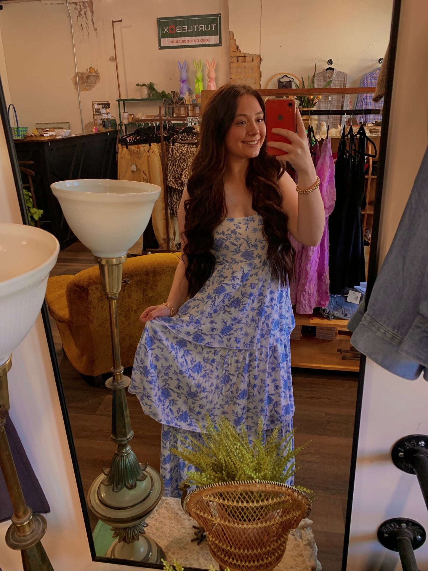 Floral Tie Strap Tiered Ruffle