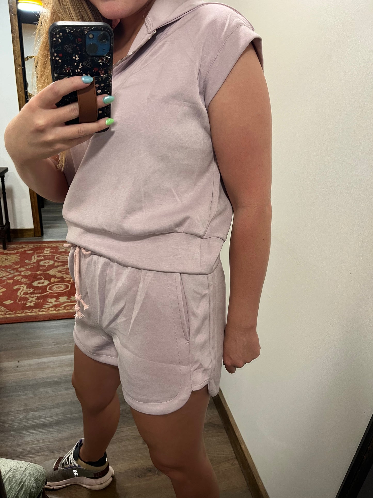 Half-zip sweatshirt set- Lilac