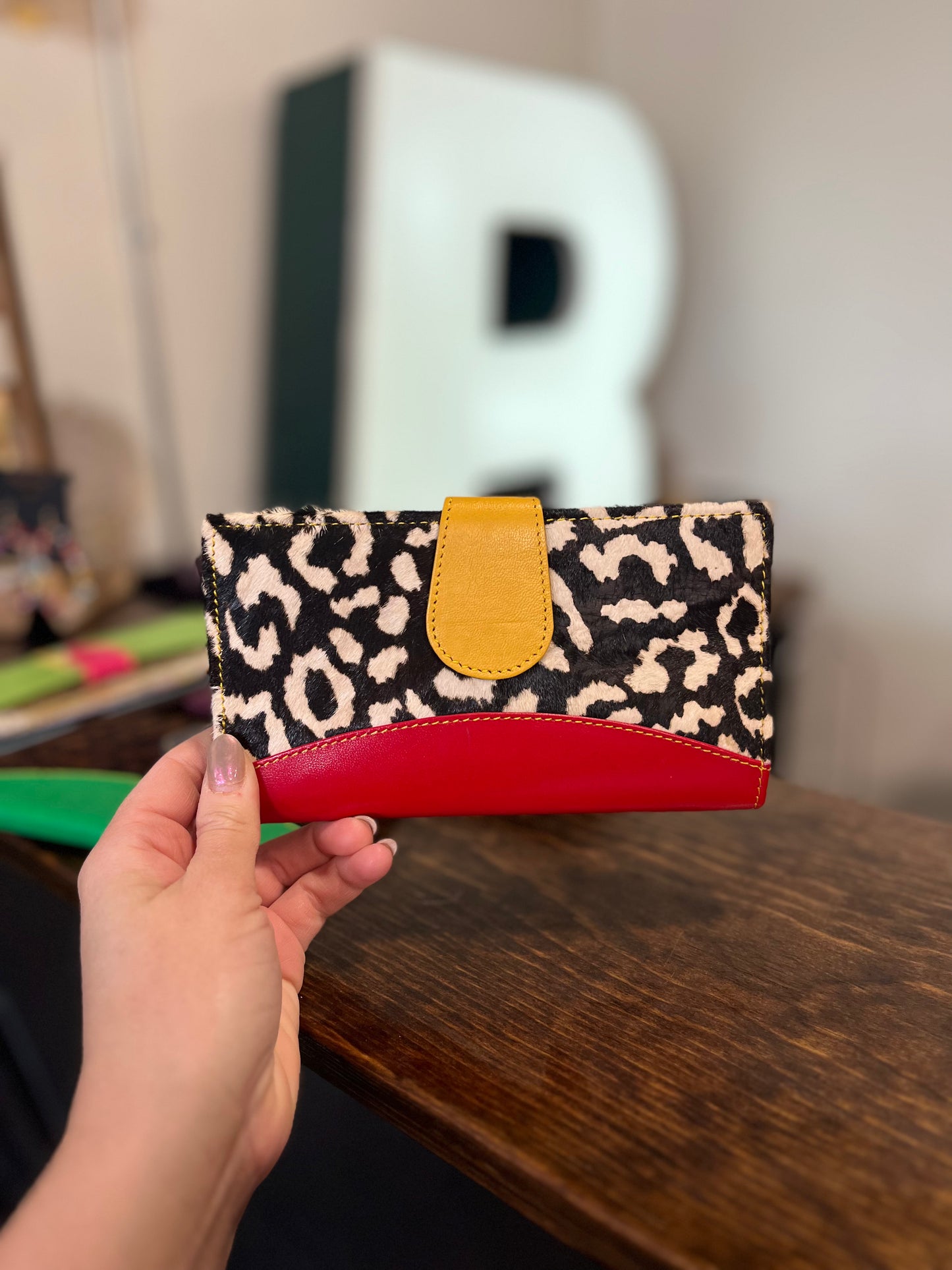 Crimson/Gold/ Light Cheetah Print Wallet