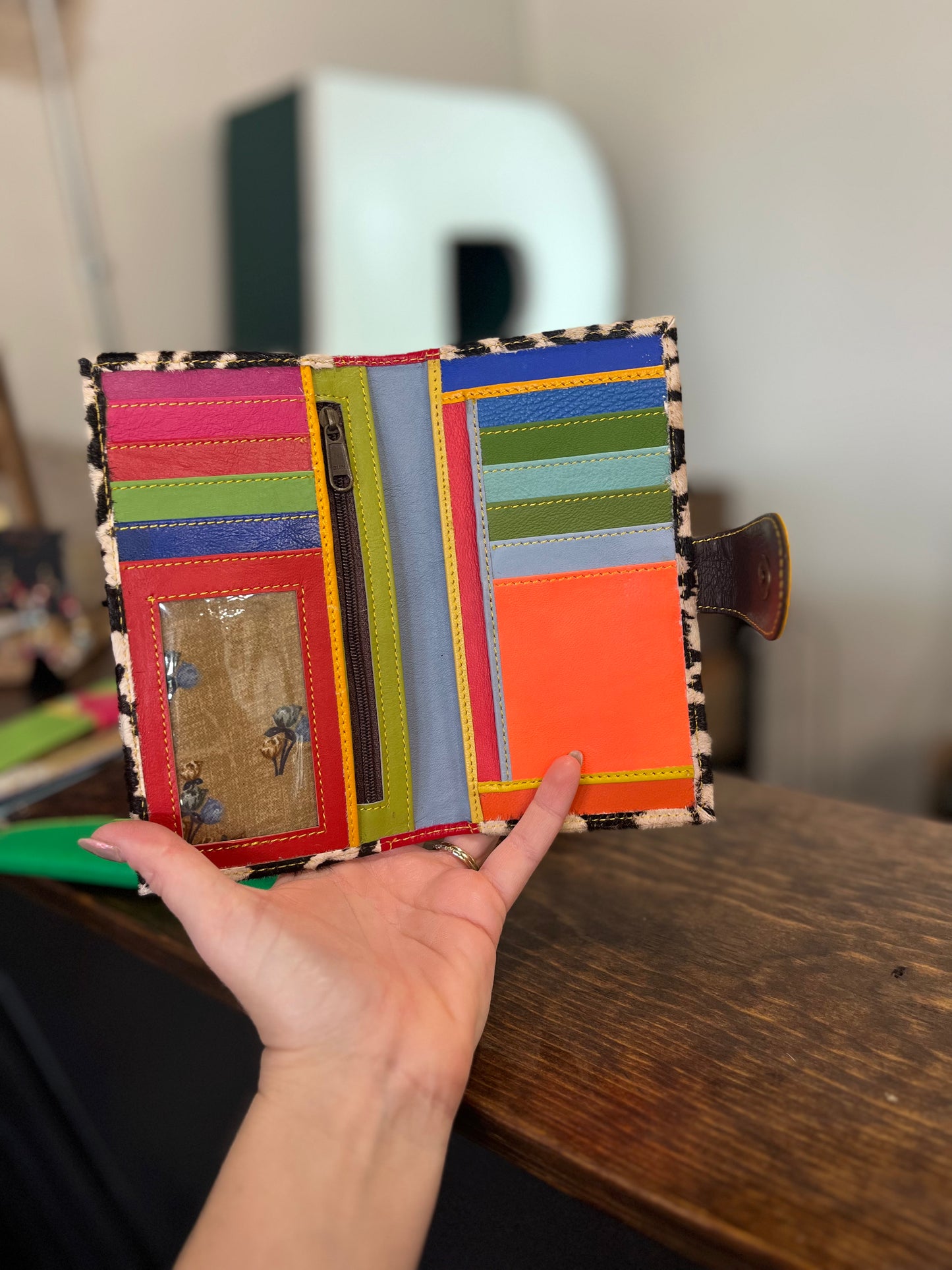 Crimson/Gold/ Light Cheetah Print Wallet