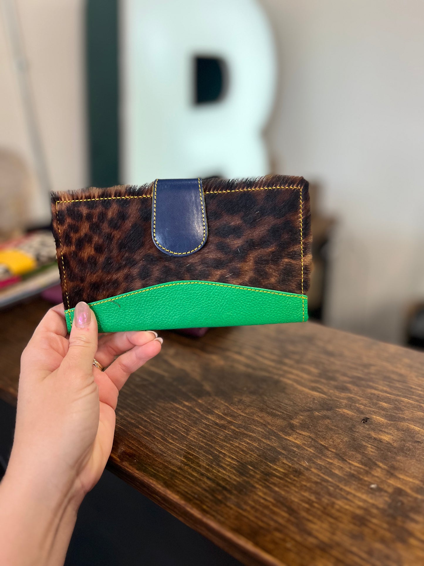 Hunter Green/ Dark Cheetah Print Wallet