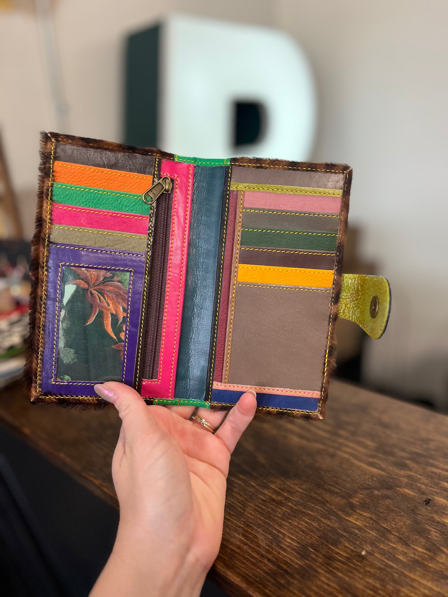 Hunter Green/ Dark Cheetah Print Wallet