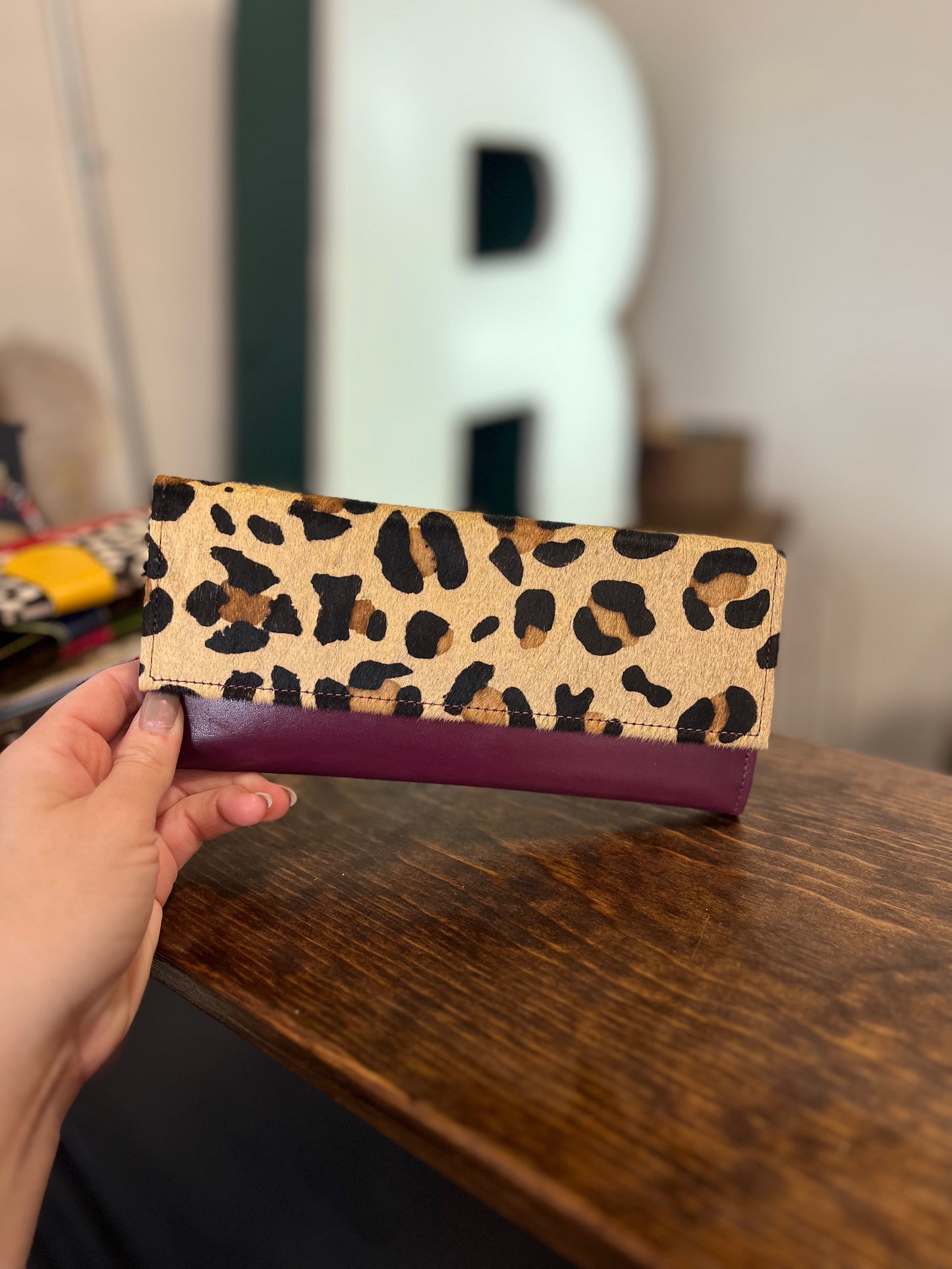Plum/Cheetah Print Wallet