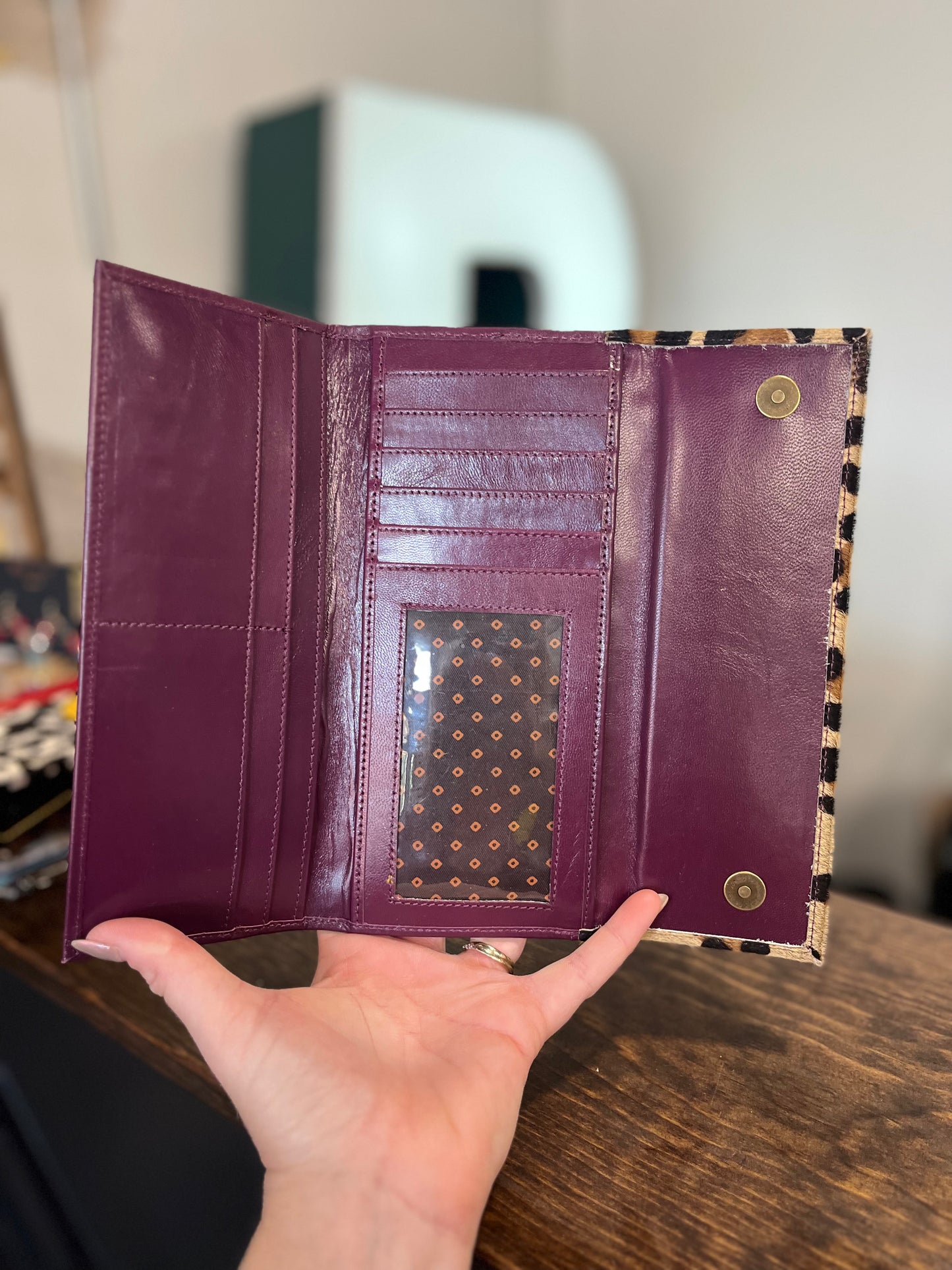 Plum/Cheetah Print Wallet