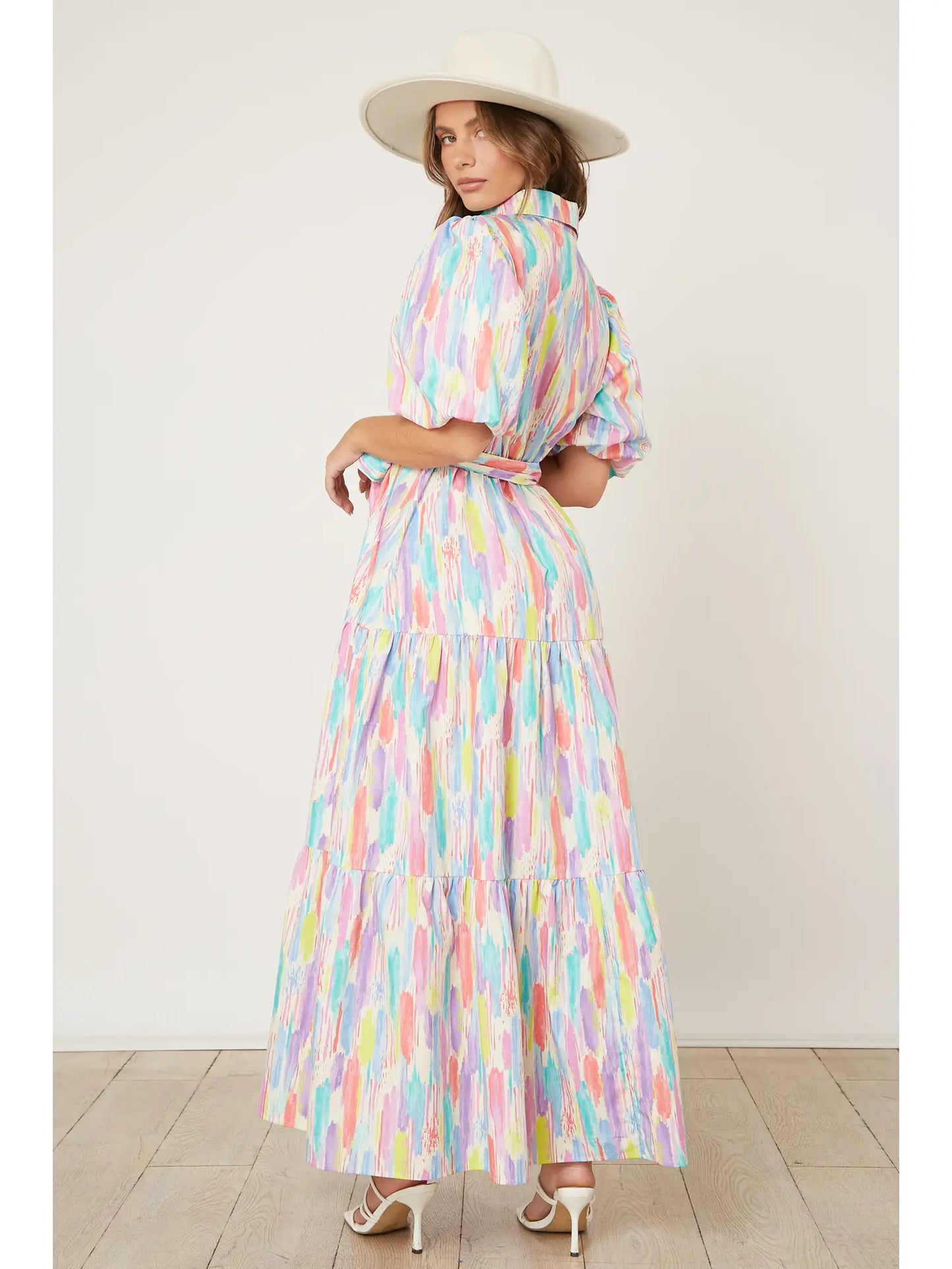Poplin Puff Sleeve Maxi Dress
