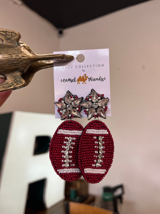 Crimson Football Earrings